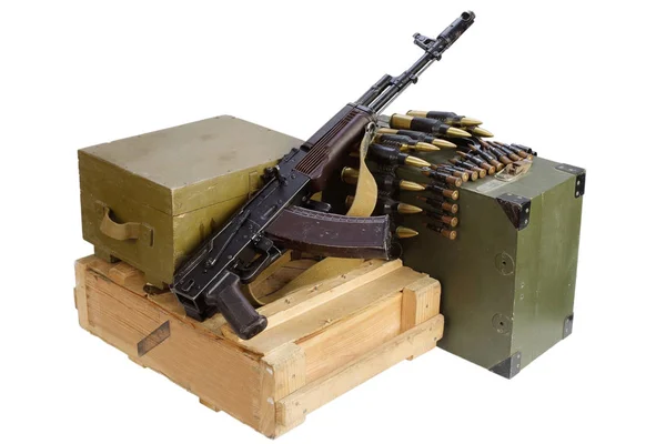 Boîte Armée Munitions Avec Fusil Munitions Isolées — Photo