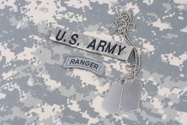 Kiev Ukraine August 2015 Army Ranger Tab Dog Tags Camouflage — Stock Photo, Image