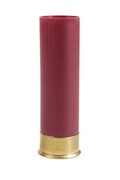 Cartouche Fusil Rouge Isolée Sur Fond Blanc — Photo