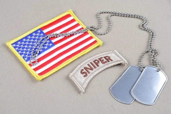 Kiev Ukraina Augusti 2015 Oss Armén Sniper Fliken Med Dogtag — Stockfoto