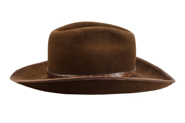 孤立在白色的棕色牛仔帽子 — 图库照片