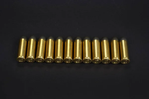 Caliber Revolver Cartridges Black Background — Stock Photo, Image