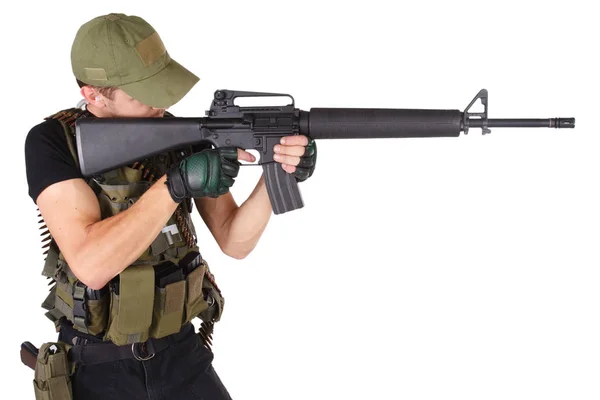 Privater Militärischer Auftragnehmer Söldner Mit Gewehr M16 — Stockfoto