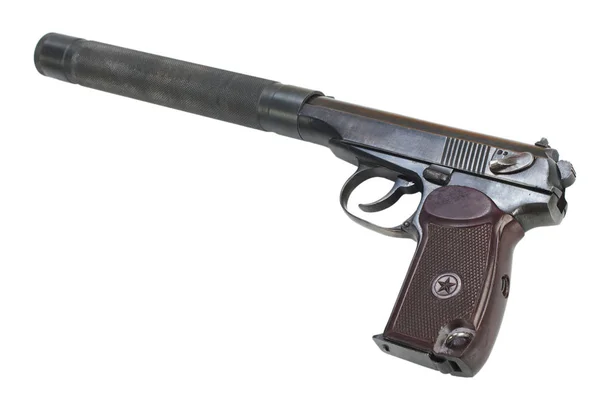 Pistola Makarov Urss Con Silenciador Aislado — Foto de Stock
