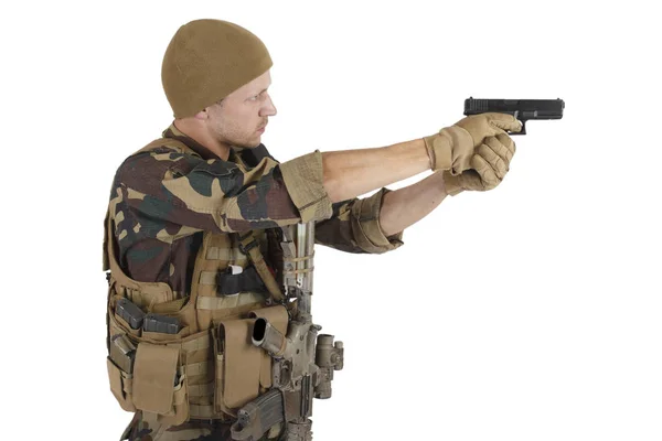 Betreiber Privater Militärfirma Mit Handfeuerwaffe — Stockfoto
