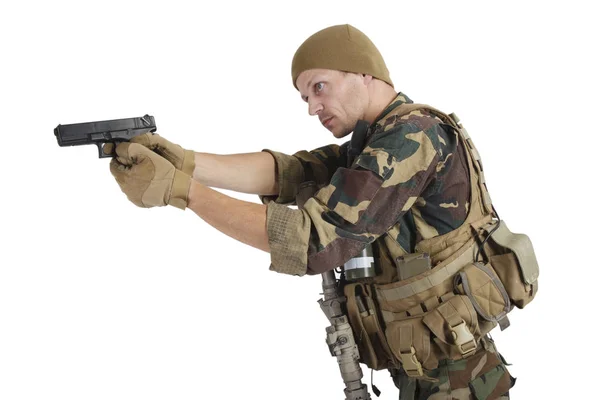 Operador Privado Compañía Militar Con Pistola —  Fotos de Stock