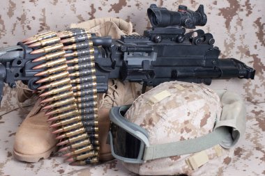 US Marines background concept with machine gun clipart