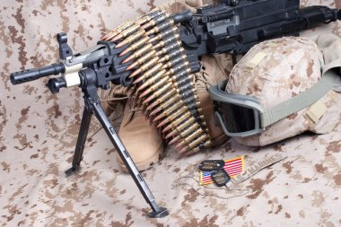 US Marines background concept with machine gun clipart