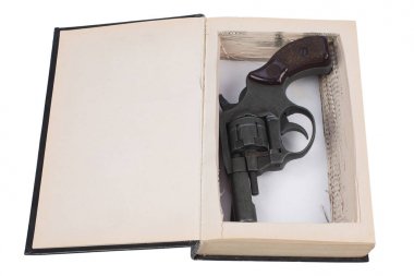 gun hidden in a book clipart