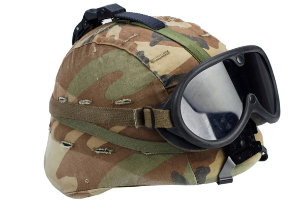 Army Kevlar Helmet Night Vision Mount Isolated White — Stock Photo, Image
