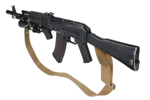 Moderno Rifle Asalto Kalashnikov 74M Con Lanzagranadas Blanco — Foto de Stock