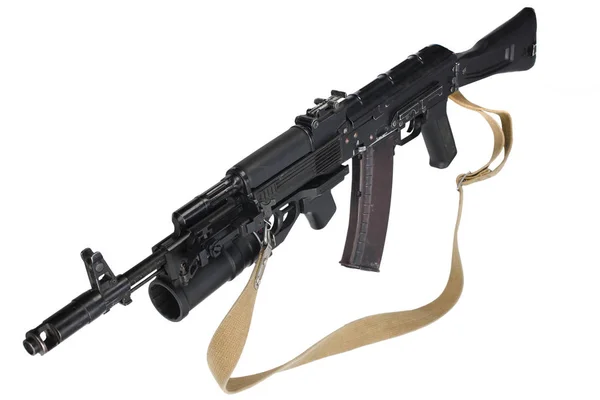 Modern Kalashnikov 74M Assault Rifle Underbarrel Grenade Launcher White — Stock Photo, Image