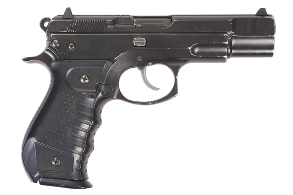 Pistola Semiautomática Aislada Blanco —  Fotos de Stock