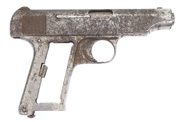 Velha Pistola Enferrujada Isolada Branco — Fotografia de Stock
