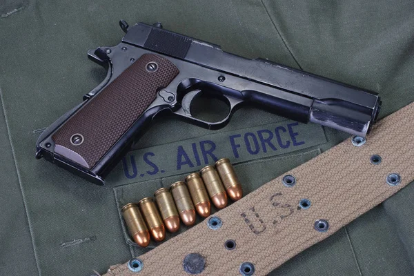 Gobierno Colt M1911 Con Nosotros Uniforme Fuerza Aérea — Foto de Stock