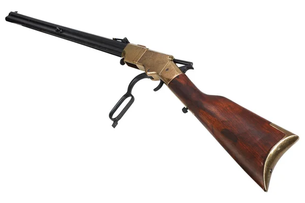 Wild West Period Lever Action Rifle Isolated White — Stock Photo, Image