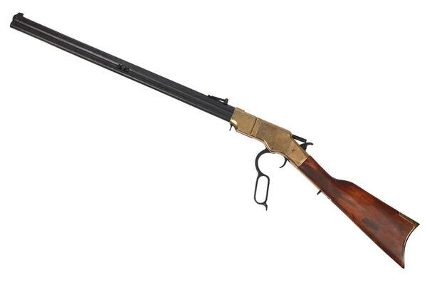 Wild West Period Lever Action Rifle Isolated White — Stock Photo, Image