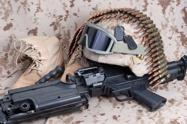Concepto Fondo Marines Con Ametralladora — Foto de Stock