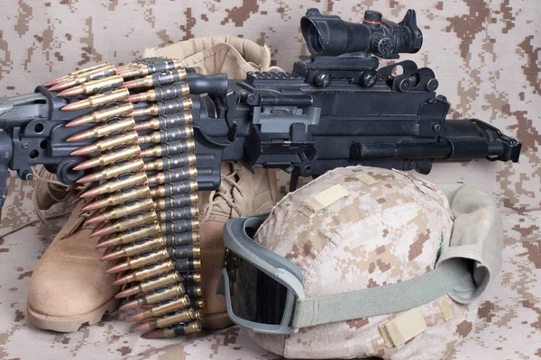 Concepto Fondo Marines Con Ametralladora — Foto de Stock