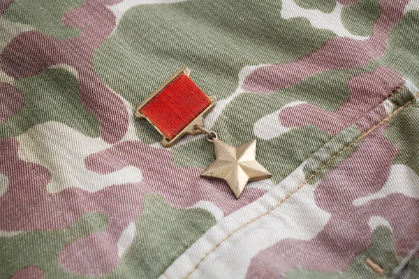 Medalha Gold Star Uma Insígnia Especial Que Identifica Destinatários Título — Fotografia de Stock