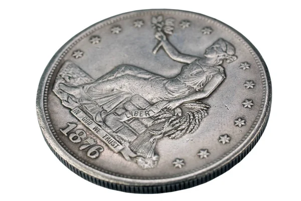 Starý stříbrný dolar z roku 1876 — Stock fotografie
