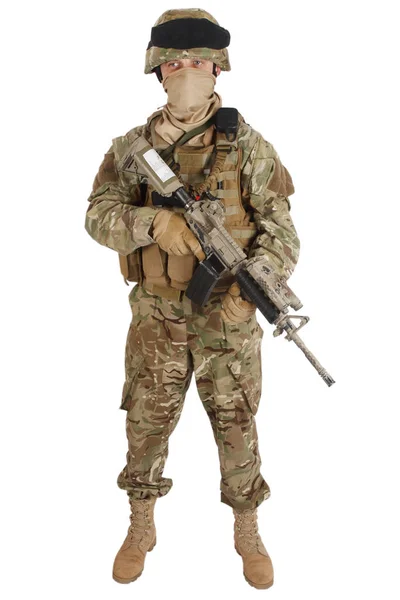 Rifle shooting - soldier with assault rifle — Stockfoto