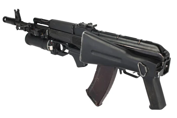 现代Kalashnikov 5.45毫米口径Ak 74m突击步枪，装有40毫米口径枪管下榴弹发射器 — 图库照片