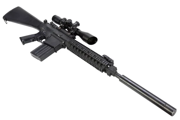 Scharfschützengewehr ar-15 mit Schalldämpfer — Stockfoto