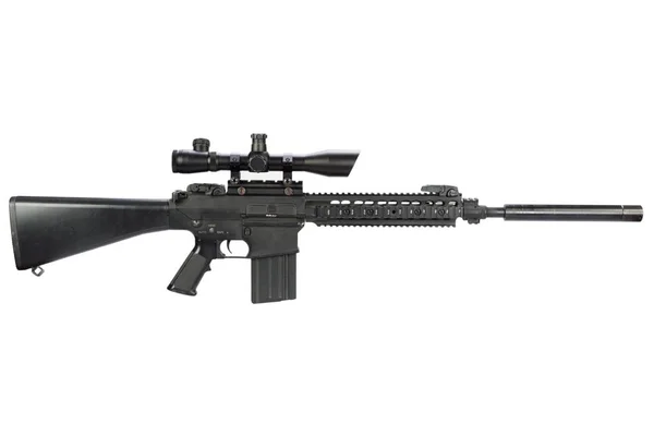 AR-15 berbasis senapan sniper dengan peredam suara — Stok Foto