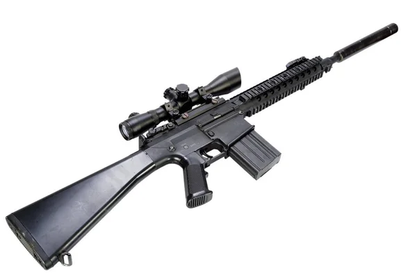 Scharfschützengewehr ar-15 mit Schalldämpfer — Stockfoto