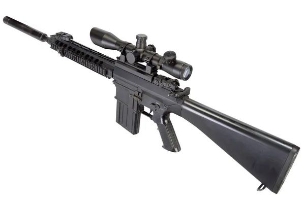 Rifle de francotirador AR-15 con silenciador — Foto de Stock