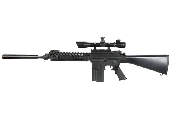Снайперская винтовка AR-15 с глушителем — стоковое фото