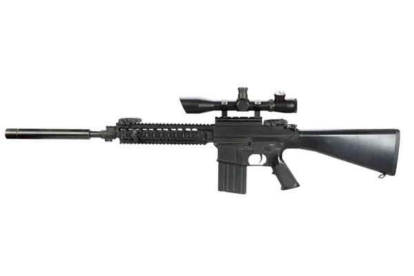 AR-15 based sniper rifle with silencer — Stock Photo, Image