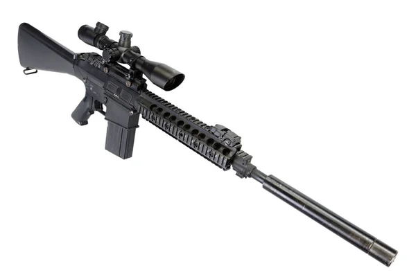 Scharfschützengewehr ar-15 mit Schalldämpfer — Stockfoto