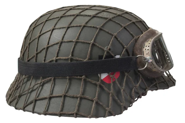 Камуфляж Нацистской Армии Немецкий Шлем Сеткой Шлем Сетку Покрытия Защитные — стоковое фото