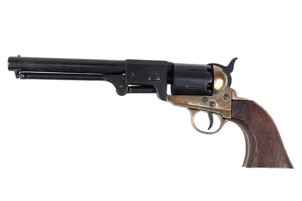 Střelné Zbraně Starého Západu Perkuse Armádní Revolver Izolované Bílém Pozadí — Stock fotografie