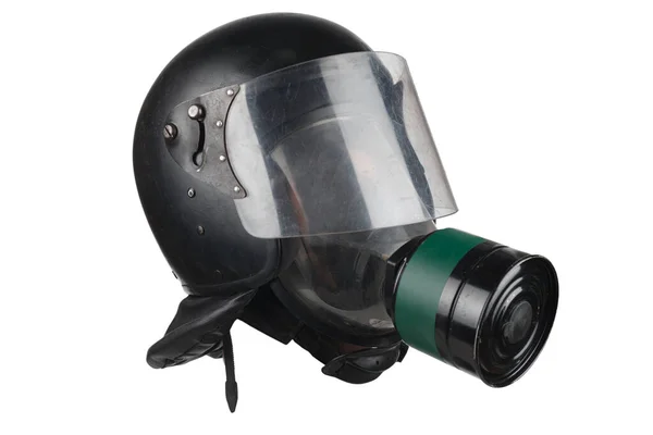 Motim Capacete Polícia Com Vidro Protetor Máscara Gás Cabeça Manequim — Fotografia de Stock