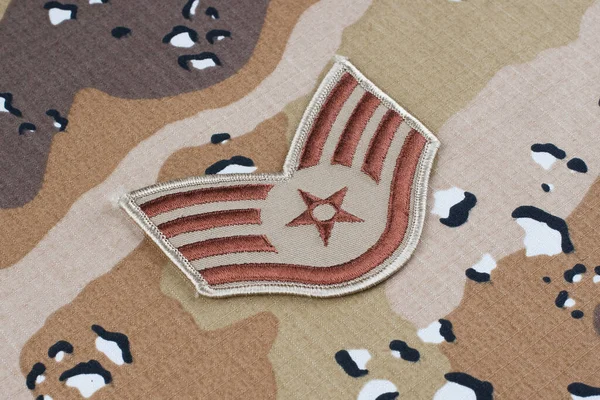 May 2018 Air Force Staff Sergeant Rank Patch Desert Camouflage — Stock Photo, Image