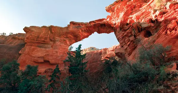 Wyświetlanie od dołu Devil's Bridge panorama — Zdjęcie stockowe