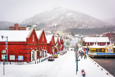 Hakodate Japonya, kırmızı tuğla depo bölgesi