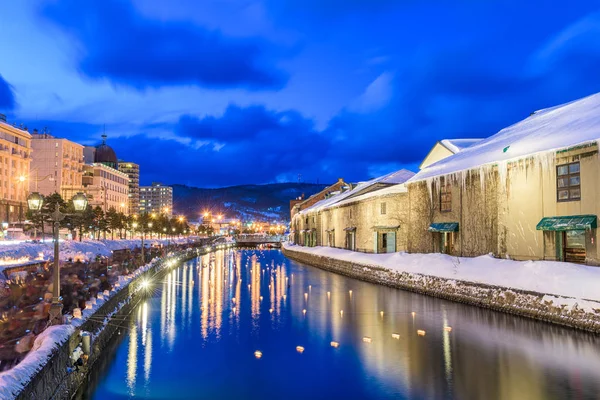 冬天，小樽运河 — 图库照片