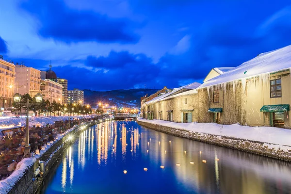 Otaru, japanischer Winterkanal — Stockfoto