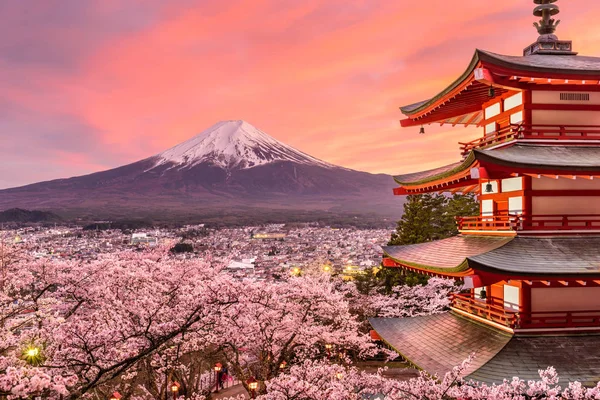 Mt. Fuji ve Pagoda bahar — Stok fotoğraf