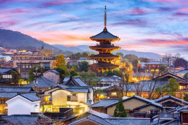 Kyoto, Japonya eski kasaba Cityscape
