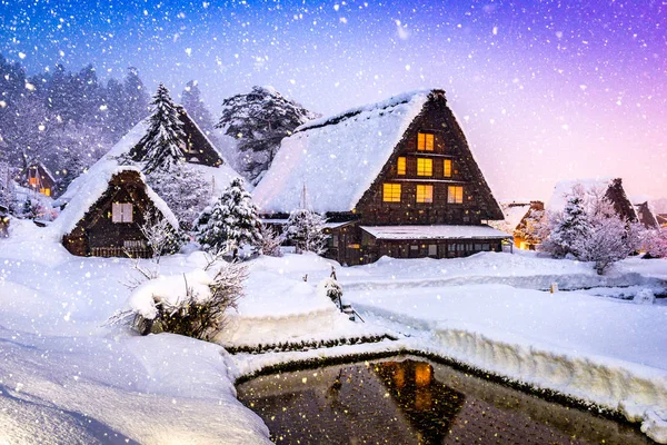 Shirakawago Village in inverno — Foto Stock