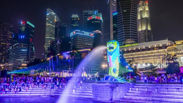 新加坡鱼尾狮喷泉 — 图库视频影像