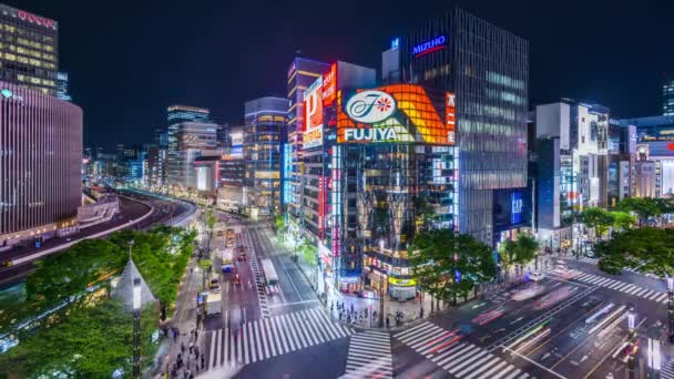 Tokio Japón Mayo 2017 Distrito Ginza Por Noche Ginza Una — Vídeo de stock