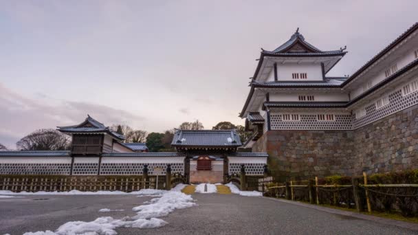 Kanazawa Giappone Castello Kanazawa Inverno — Video Stock