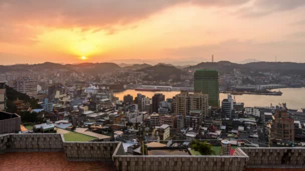 Keelung Taiwan Skyline Twilight — Stockvideo