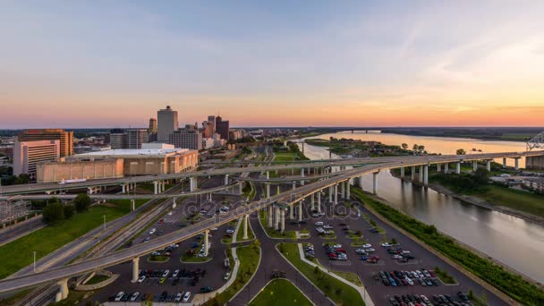 Memphis Tennessee Usa Skyline Céntrico Anochecer — Vídeo de stock